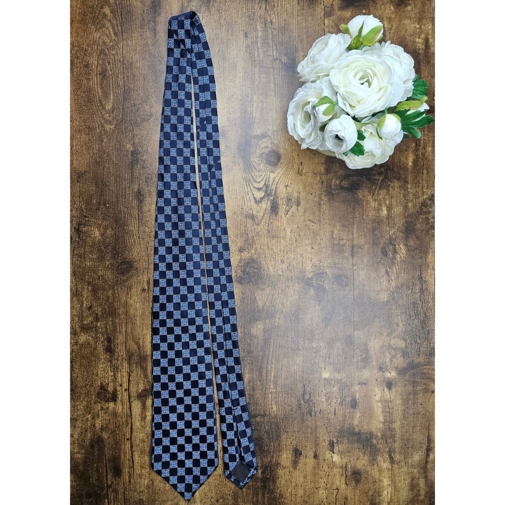 Brooks Brothers Golden Fleece Silk Tie Blue Geometric Pattern Men's Seven Folds - Picture 8 of 8